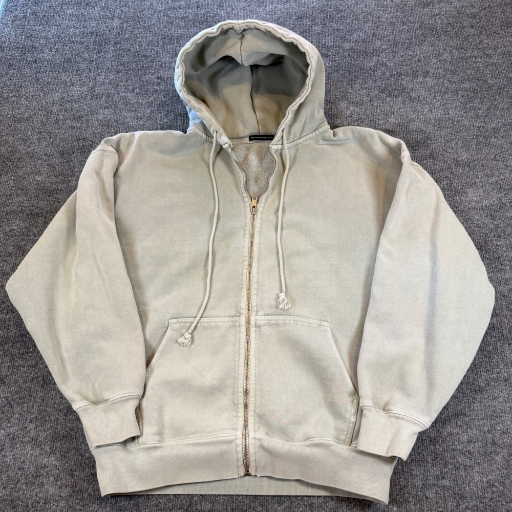 Brandy Melville Christy Full Zip Hoodie Cotton Blend Sage Green OS Streetwear